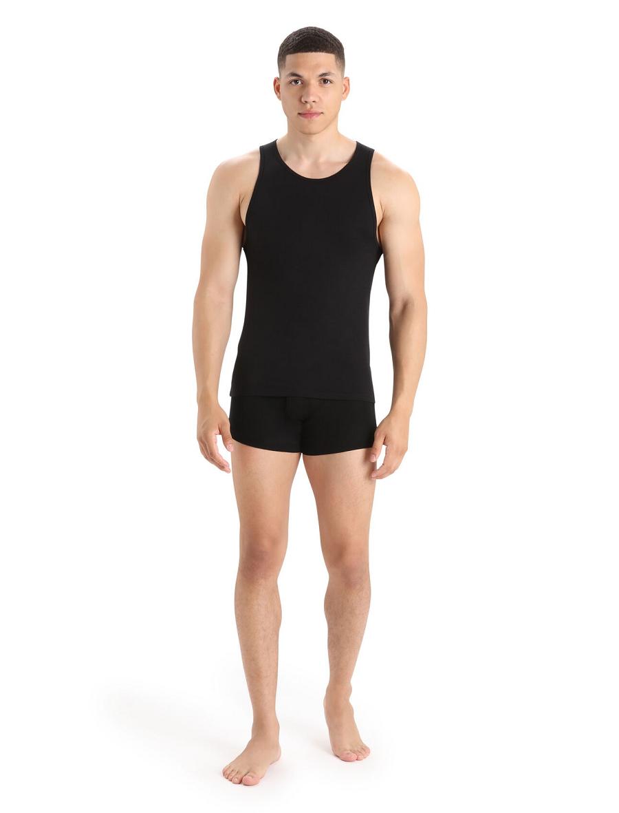 Men's Icebreaker Merino Anatomica Tank Top Underwear Black | CA 1660ZUTG